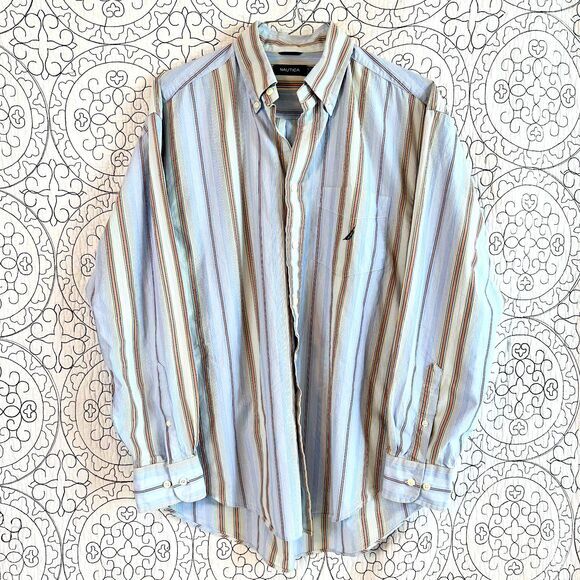 Nautica Casual Striped Long Sleeve Button Down‎ L - Picture 1 of 8